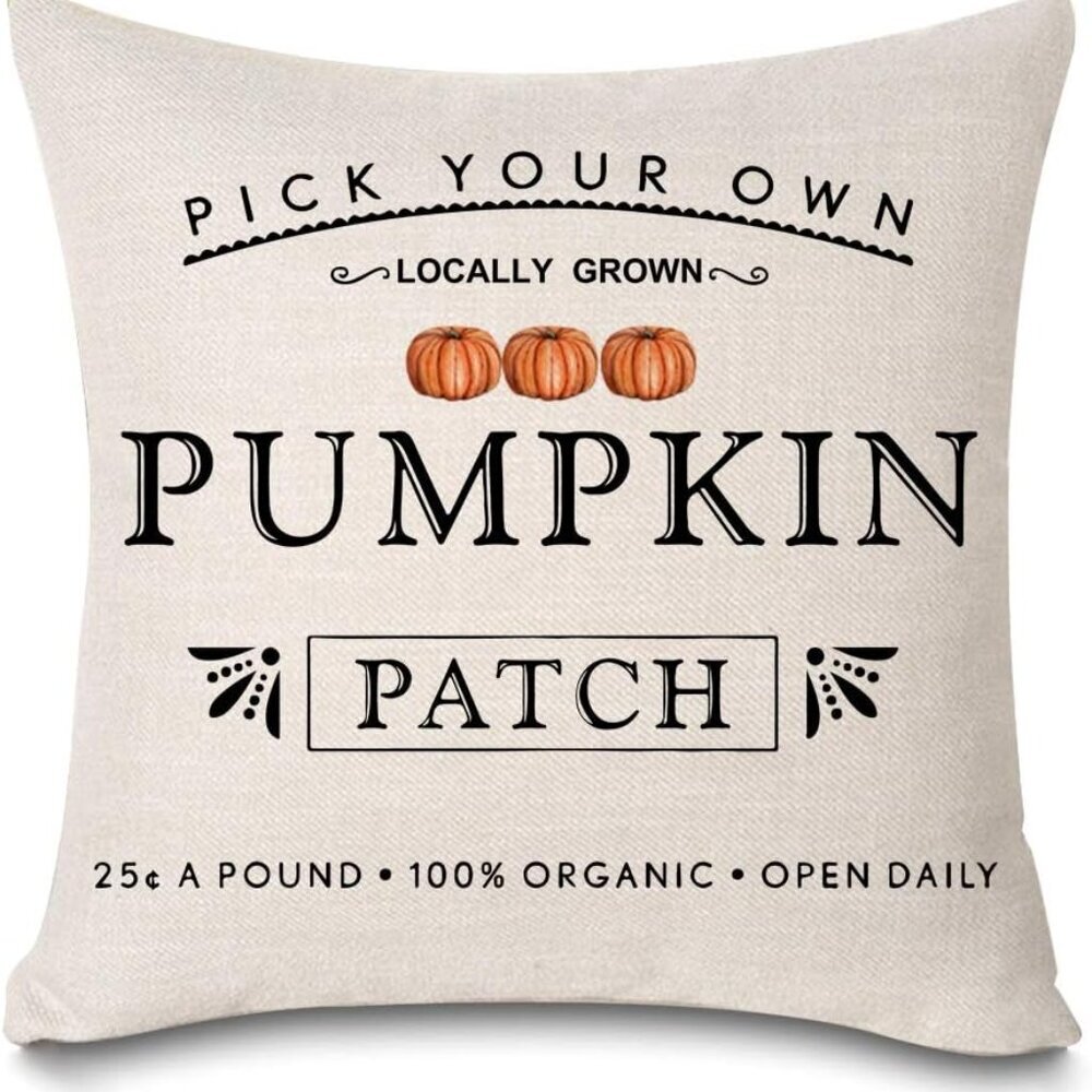 Fall Pumpkin Patch Throw Pillow Covers Autumn Harvest Pillow Case 18 x 18 Inch F